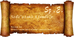 Széplaki Elemér névjegykártya